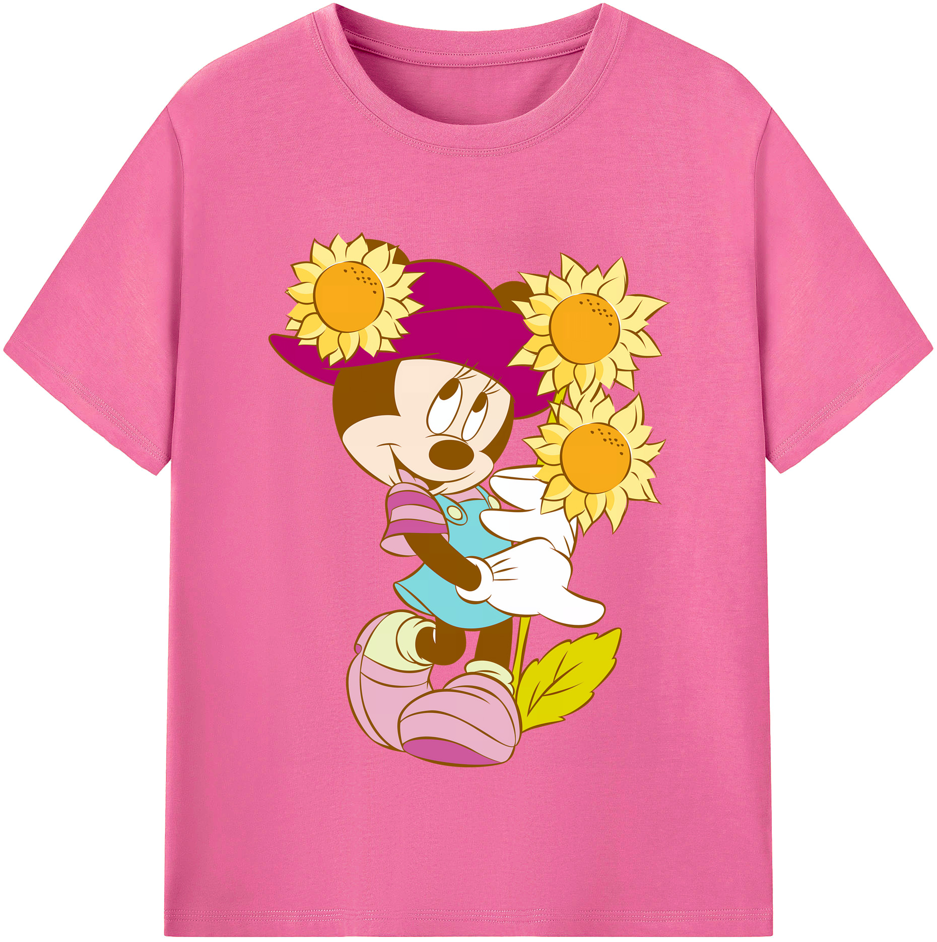 （画像用） ミッキーマウス Mickey Mouse レディースカジュアルプリントTシャツ（綿100％）